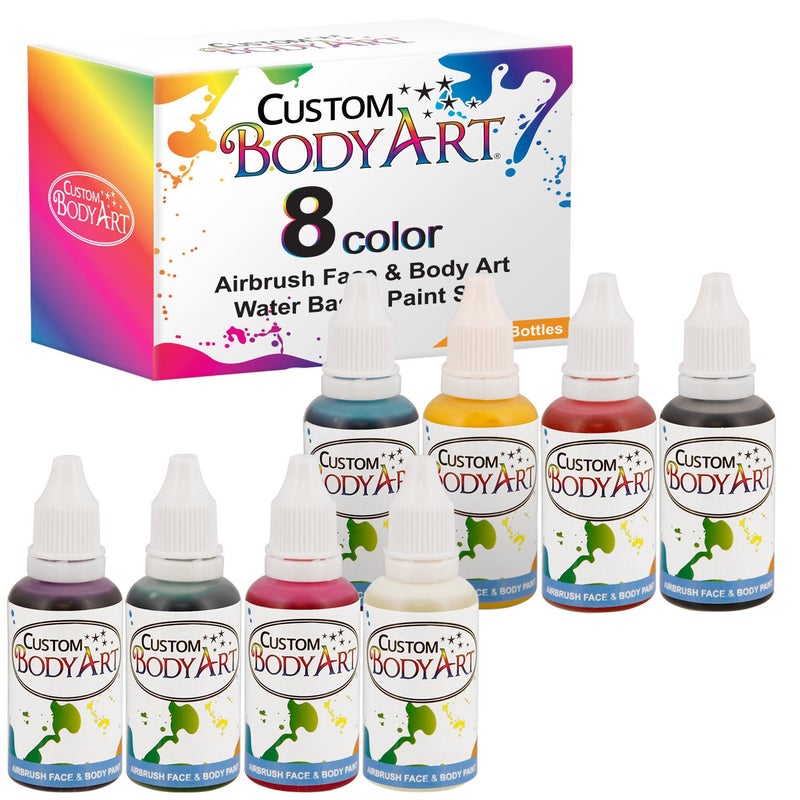Custom Body Art 1-oz 8 Color Primary AirbrushWater Base Face-Body Paint Set - Image 1
